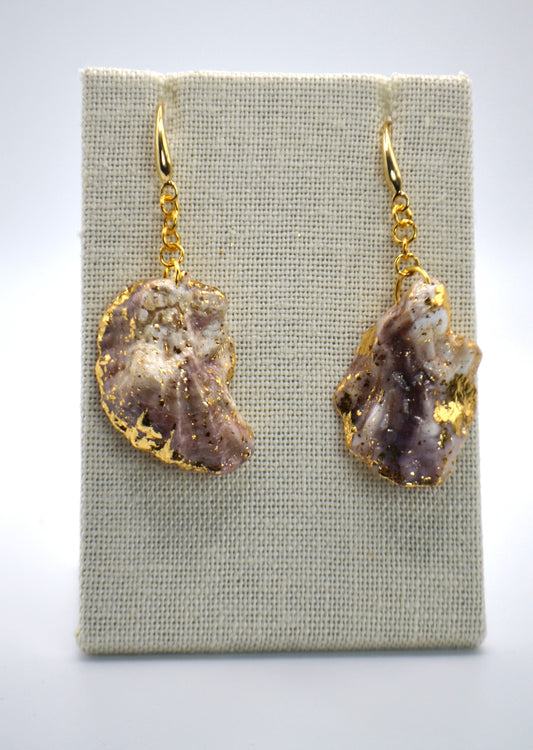 Large Purple Mini Oyster August Earrings